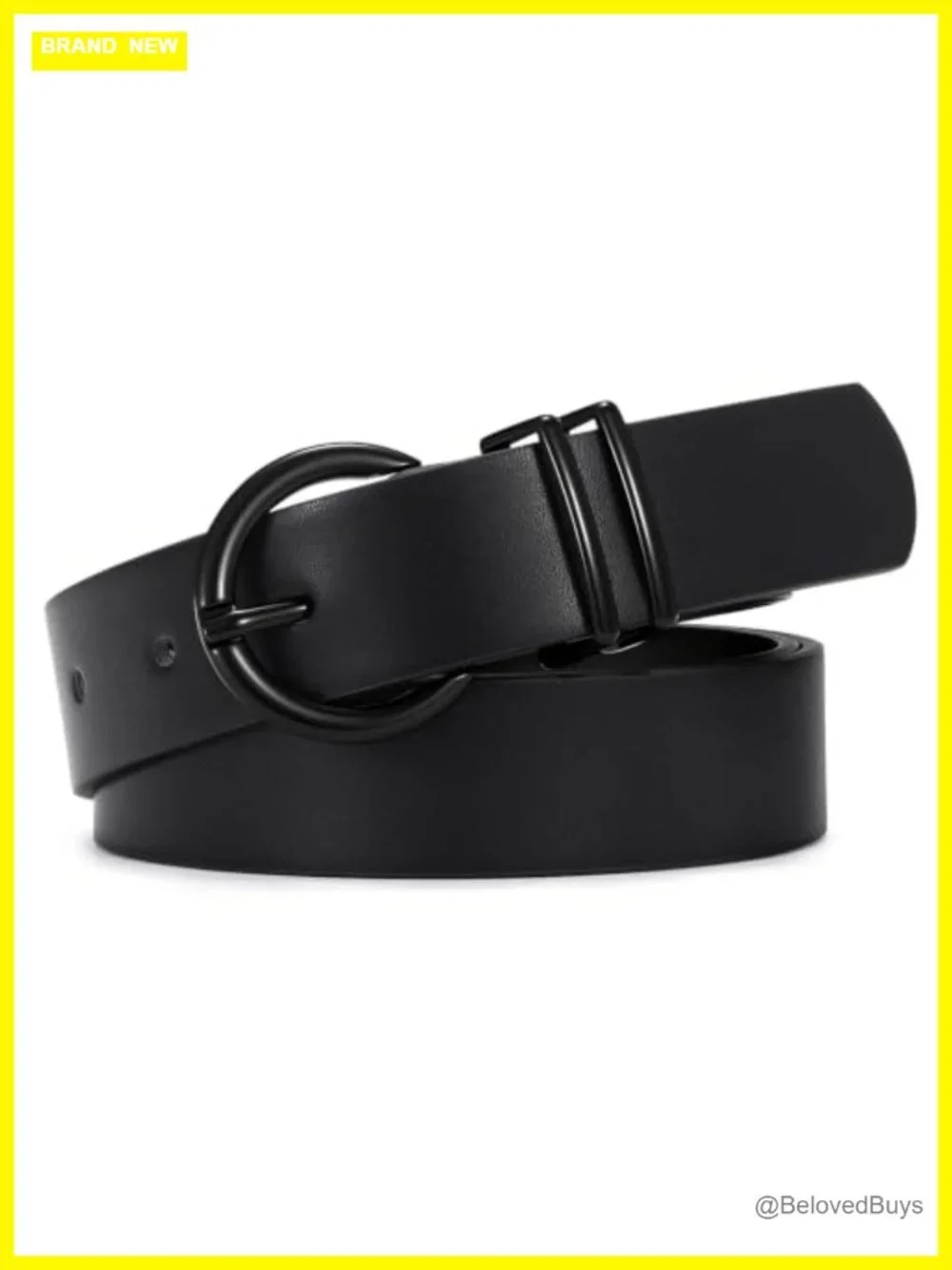 Faux Leather Women's Belt with Curved Metal Pin Buckle